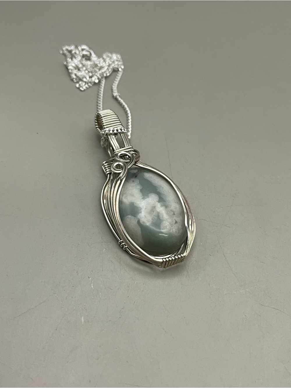 Handmade Sterling Silver Wire Wrapped Interchangeable Pendant Necklace - Picture 3 of 7